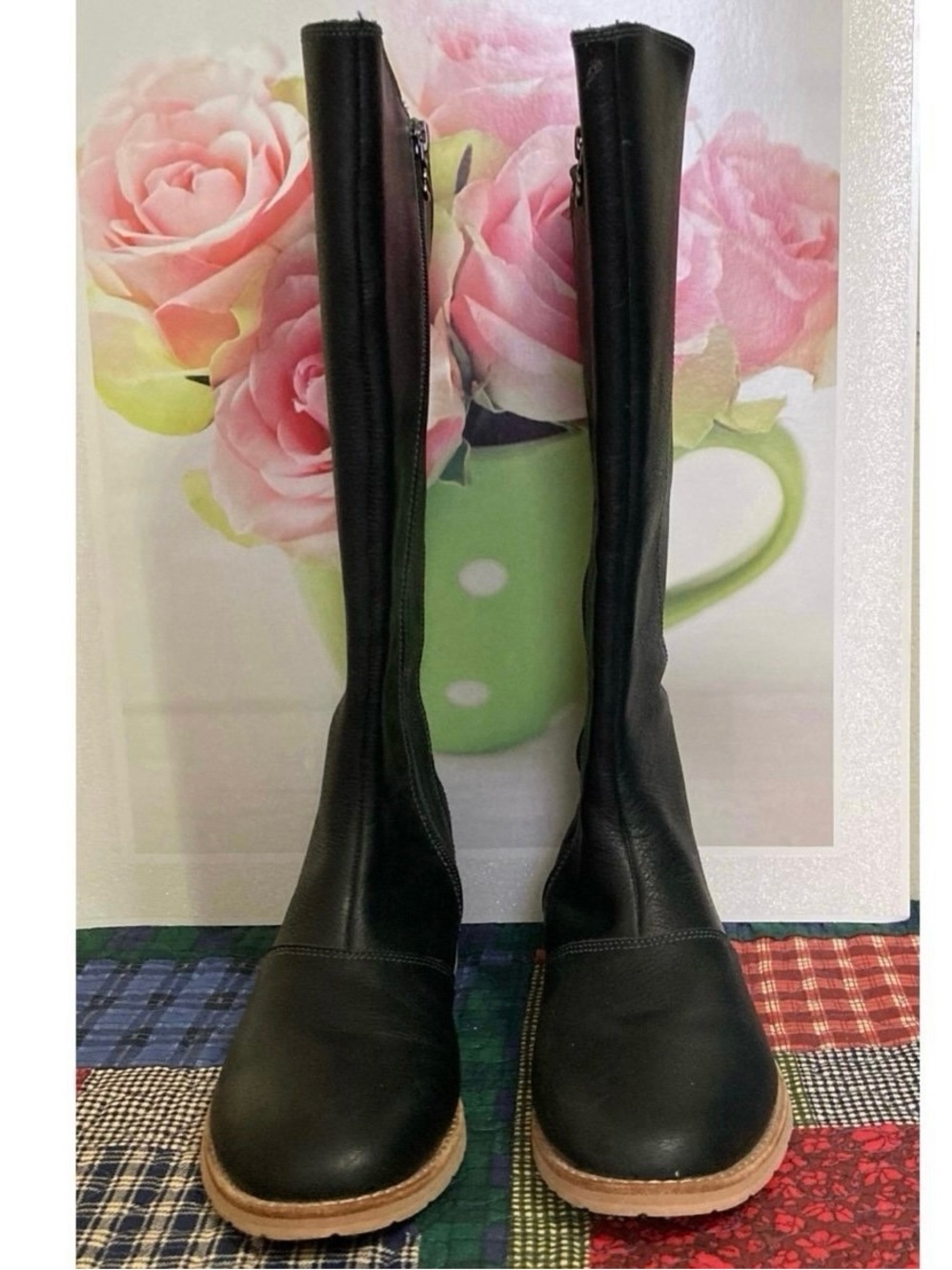 AHNU Helena Boots Black Tall Leather‎ Shoes Size 7